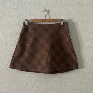 brown plaid a-line skirt- Princess Polly